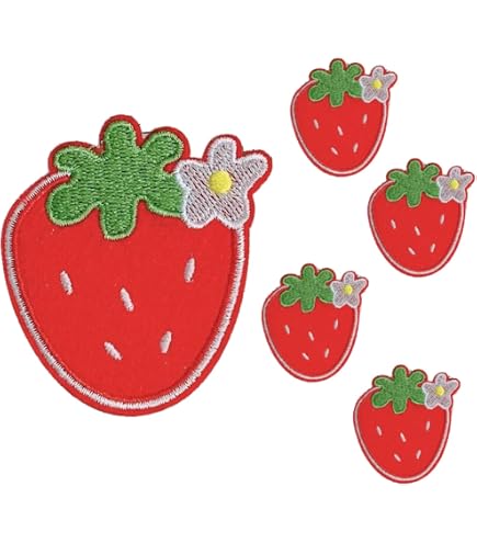 Amazon.co.jp: ワッペン アイロン 刺繍 フルーツ イチゴB アップリケ 5